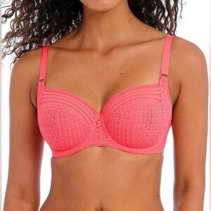 Freya Women's Viva Lace Underwire Side Support Bra Sunkissed Coral US 32I NWT